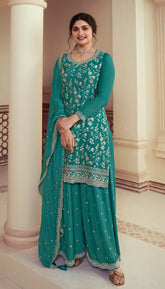 Shapely Looking Salwar Suit in Rama Colour